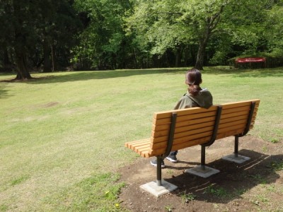 木製ベンチ、泉自然公園