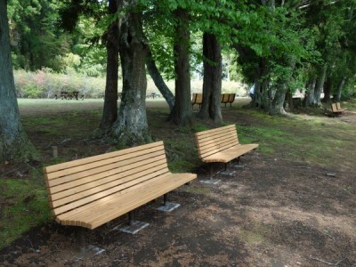 木製ベンチ、泉自然公園