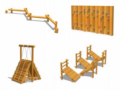木製遊具、木製アスレチック遊具
