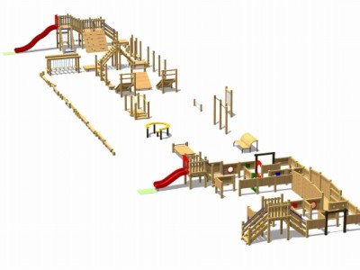 木製遊具、中央高架下公園