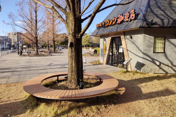 多摩産材、木製ベンチ、サークルベンチ