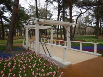 跳ね橋、木製デッキ